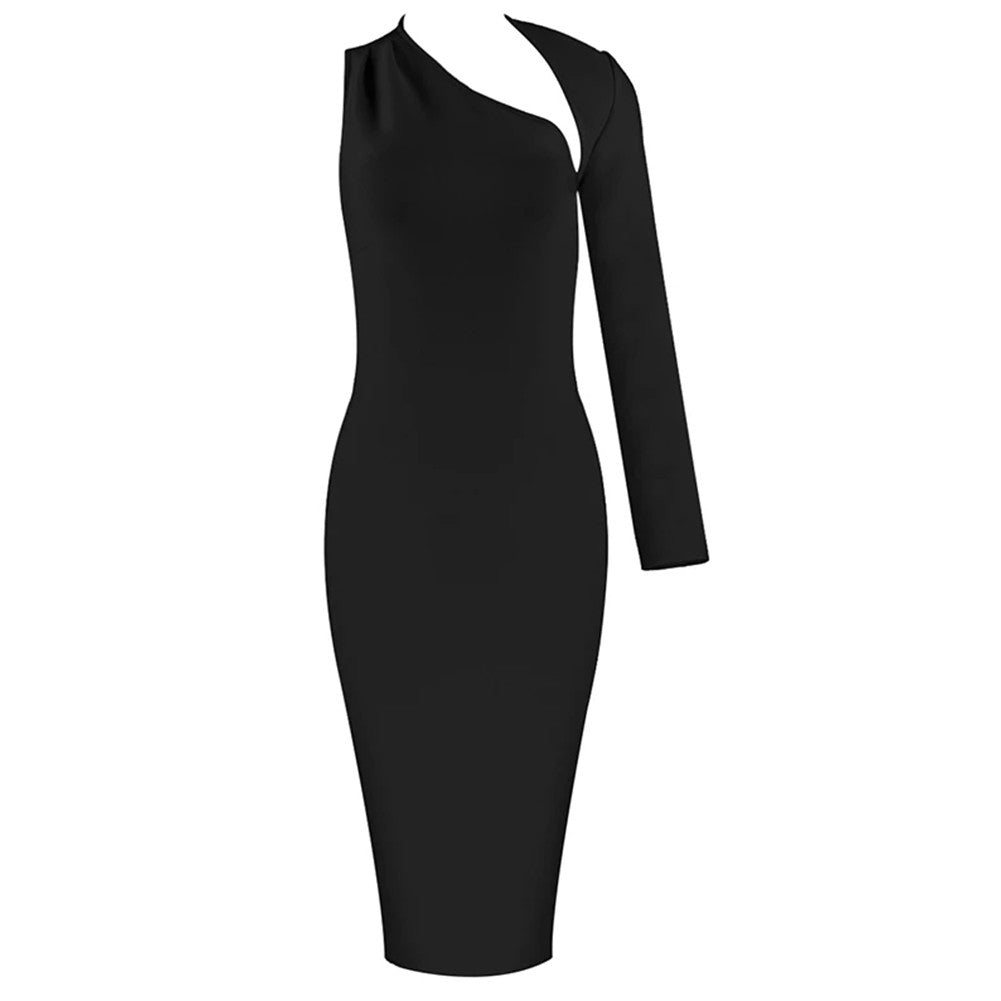 Black One Sleeve Cutout Bandage Dress | Rumor Apparel