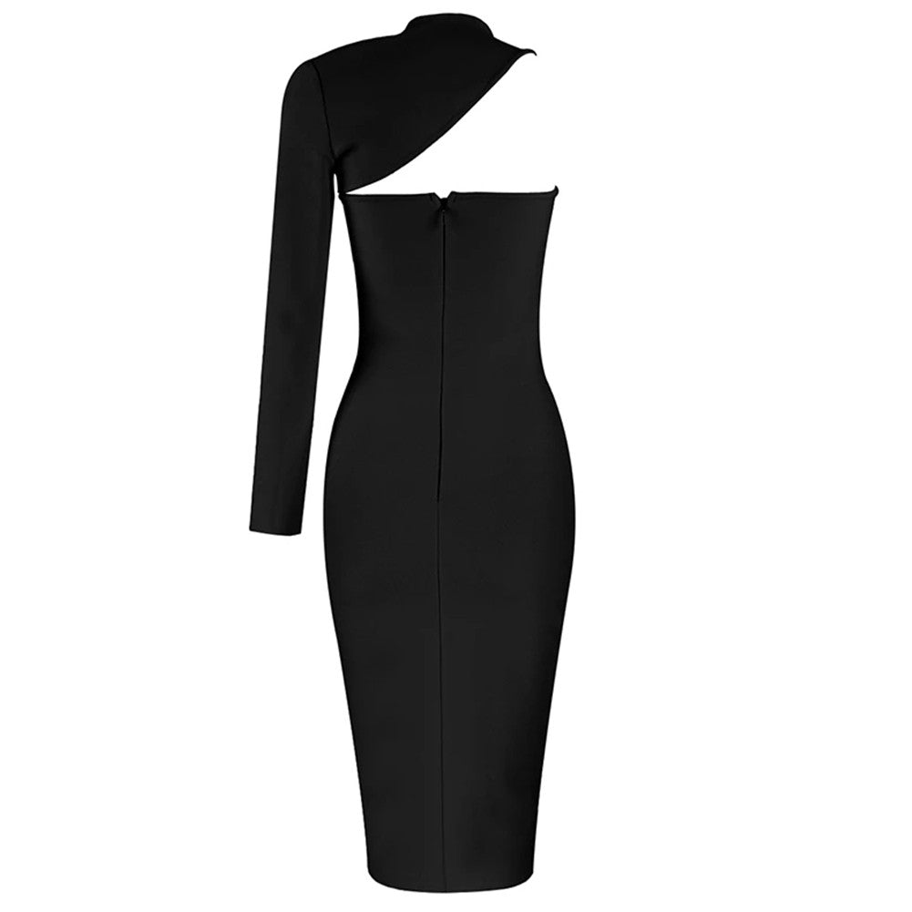 Black One Sleeve Cutout Bandage Dress | Rumor Apparel