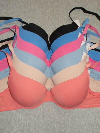 Youmita Lot of 6 Bras Assorted Colors Lightly Padded DD DDD Cup